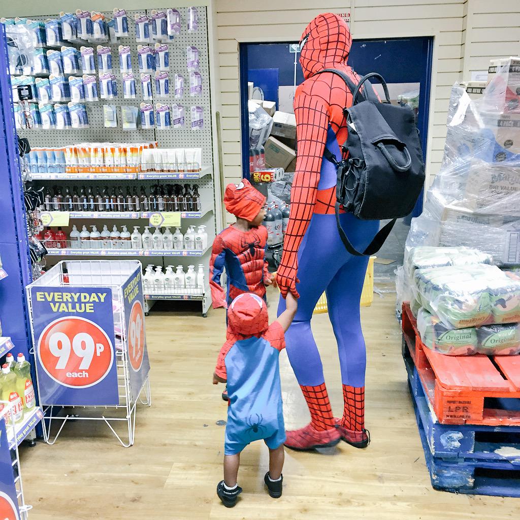 Ne0nnet's tweet photo. #SpiderMan + his kids casually walking around the #99pstore in #croydon >> love superheroes just blending in with us http://t.co/rbhsibCksr