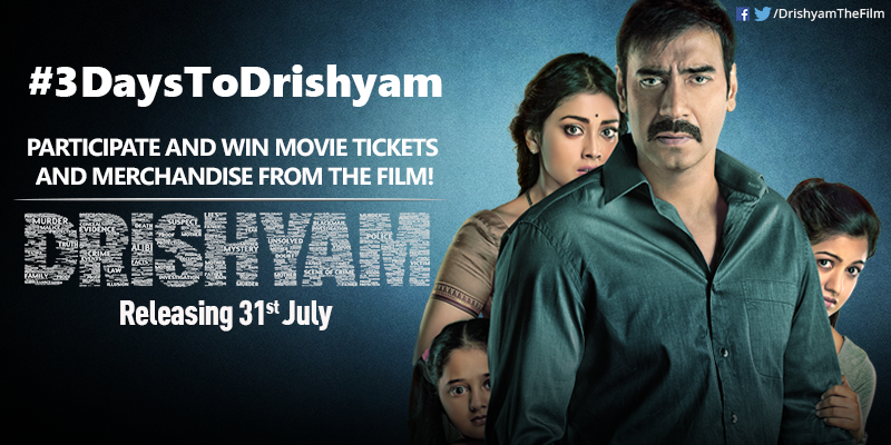 DrishyamTheFilm's tweet photo. #Contest Question No. 1: How excited are you’ll for this movie? Answer with #3DaysToDrishyam. http://t.co/te69LrzrKR