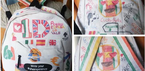 astonherencia's tweet photo. Así ha quedado la mochila de @AsunTragu, ¡nos encanta! #sheexperience ¿Quieres participar? http://t.co/pD1ANTflZQ http://t.co/VBKFNtByEJ