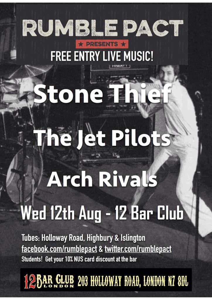 Just over 2 weeks to go before this bad boy! <a href="/12barclub/">12 Bar Club</a> <a href="/TheJetPilots/">TheJetPilots</a> @StoneThiefBand <a href="/archrivalsuk/">Arch Rivals</a> <a href="/LondonGigGuide/">LondonGigGuide</a>