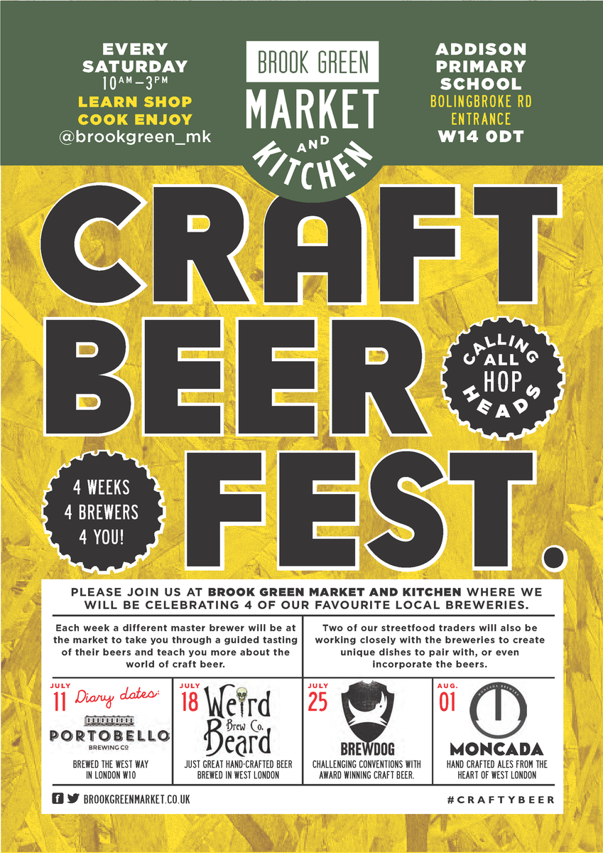 Last <a href="/brookgreen_mk/">Brook Green Market</a> #CraftBeerFest this Sat feat. <a href="/MoncadaBrewery/">Moncada Brewery</a> 10am-3pm ow.ly/QaGdw #CraftyBeer #W14