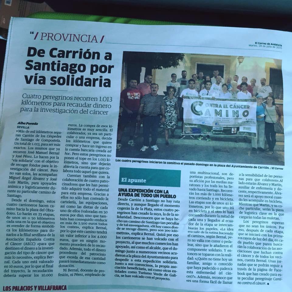 ccc2015's tweet photo. ¡Muchas gracias por la difusión @elcorreoweb! #caminocontraelcáncer #caminodesantiago @AECCSevilla @aecc_es http://t.co/cKVbbdNEOH