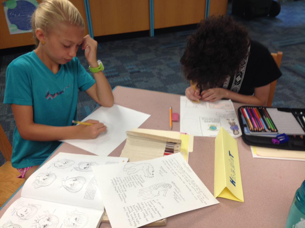 APSSummerFun's tweet image. Creative minds working in Graphic Novel Writing Lab with Ms.Mahoney