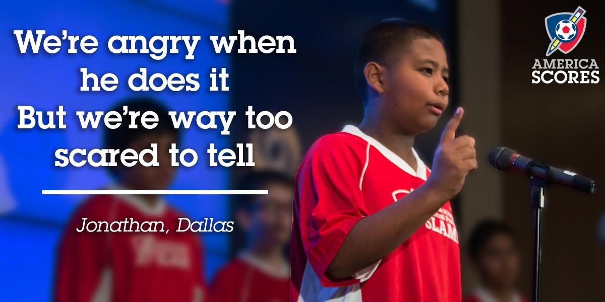 AmericaSCORES's tweet photo. "You must do your part to stop the bullying!" -Jonathan, @DallasSCORES

WATCH: http://t.co/yDyFFofoFA http://t.co/qUITayJTRK