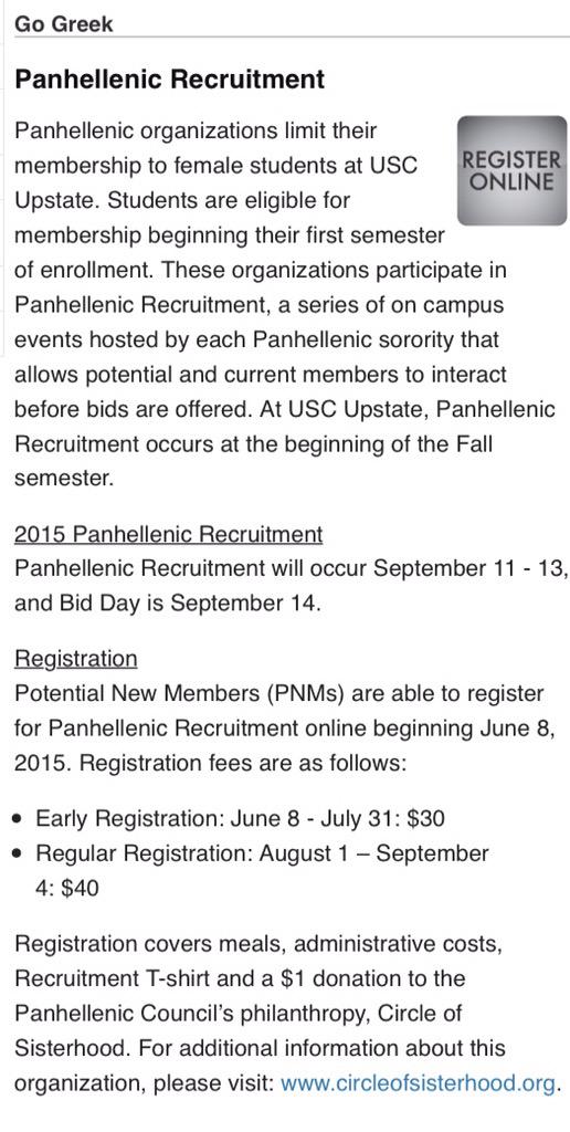 DZUSCUpstate's tweet photo. Will we get to see your beautiful face at Panhellenic Recruitment? Sign up now! http://t.co/NFnyosgCvR http://t.co/Enam4zBiDV
