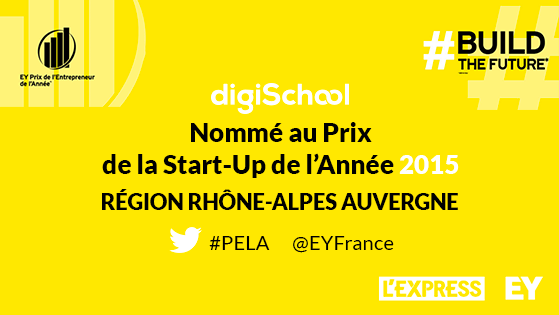 digiSchool's tweet photo. digiSchool nommée au Prix de l’Entrepreneur de l’Année 2015 #PELA, dans la catégorie Start-up de l’Année @EYFrance http://t.co/eHAb2GZTTk