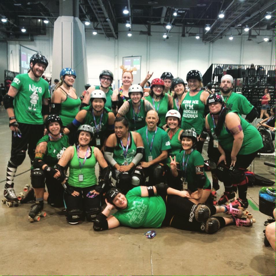TeamMetalLegs's tweet photo. We lost against a Team Crazy Legs 129-104 but couldn't be prouder of our first international TML team #rollercon2015 http://t.co/3eP6POfryZ