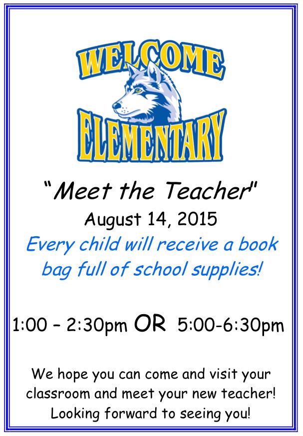 Are YOU ready to meet YOUR teacher??? Join us Aug 14th from 1:00-2:30 or 5:00-6:30! #StartStrong