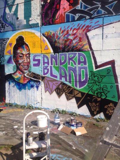NathanZed's tweet photo. They defaced Sandra Bland's mural by saying "all lives matter".... ironic... http://t.co/hV3AbG9xH0