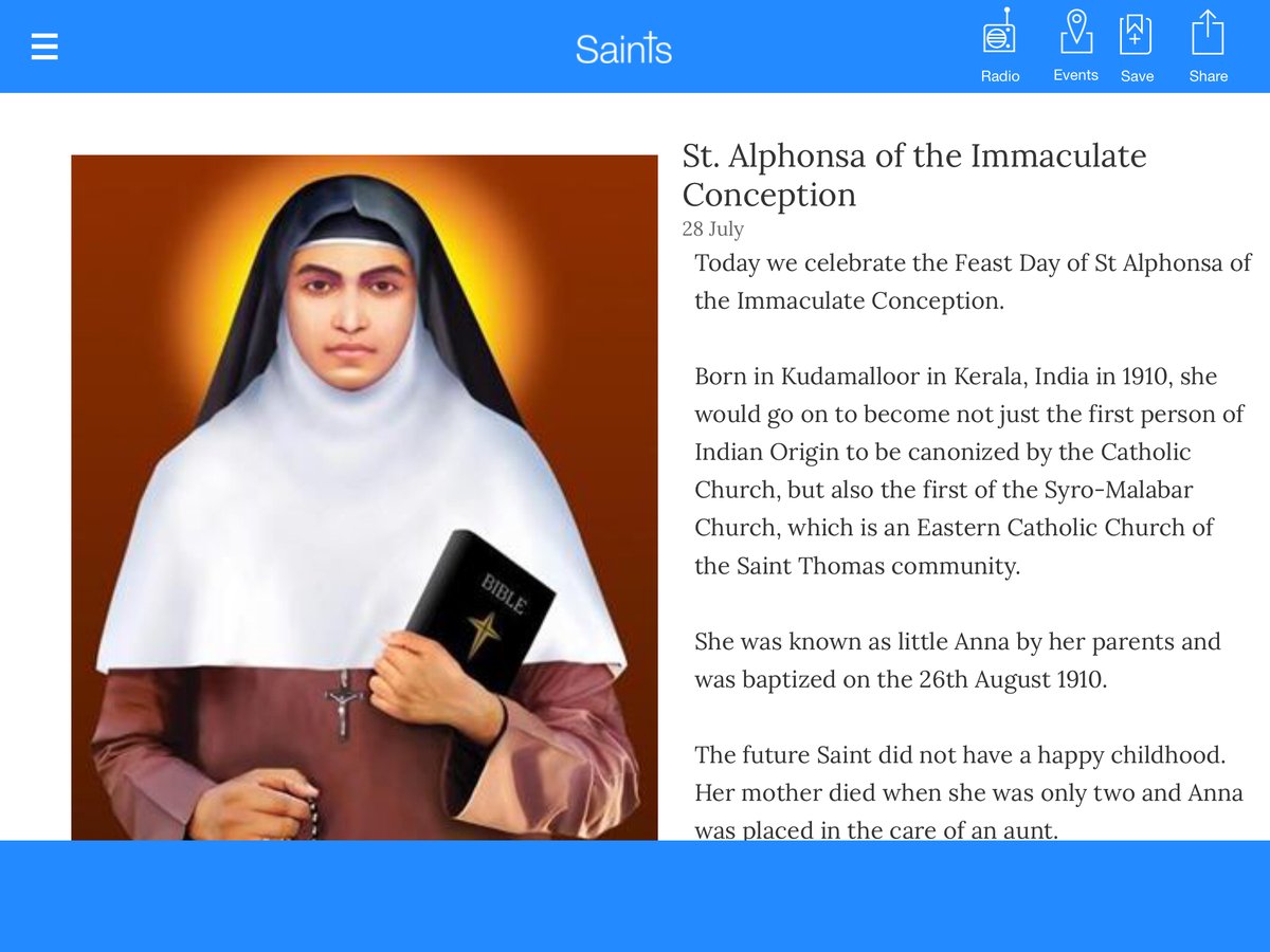 _saintsoftheday's tweet photo. Today we celebrate St Alphonsa of the Immaculate Conception
More via
https://t.co/qf3sZSHVpK
https://t.co/C5bmMEAwWi http://t.co/W33JBL2nOD