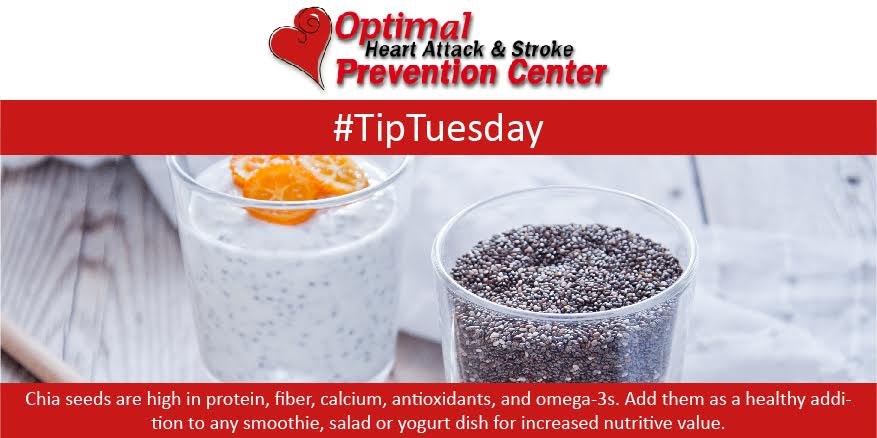 OptimalHeart's tweet image. #TipTuesday Chia seeds are high in protein, fiber, calcium, antioxidants, and omega-3s: bit.ly/1tSTybk