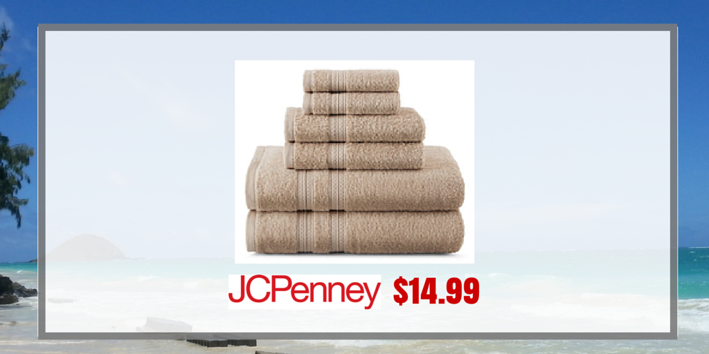 dealscience's tweet photo. 6-piece towel set for $14.99 (MSRP $48) with @jcpenney's promo code TIMED26: http://t.co/EkRgU6W2t9 #High5 http://t.co/yRSKh54rKB