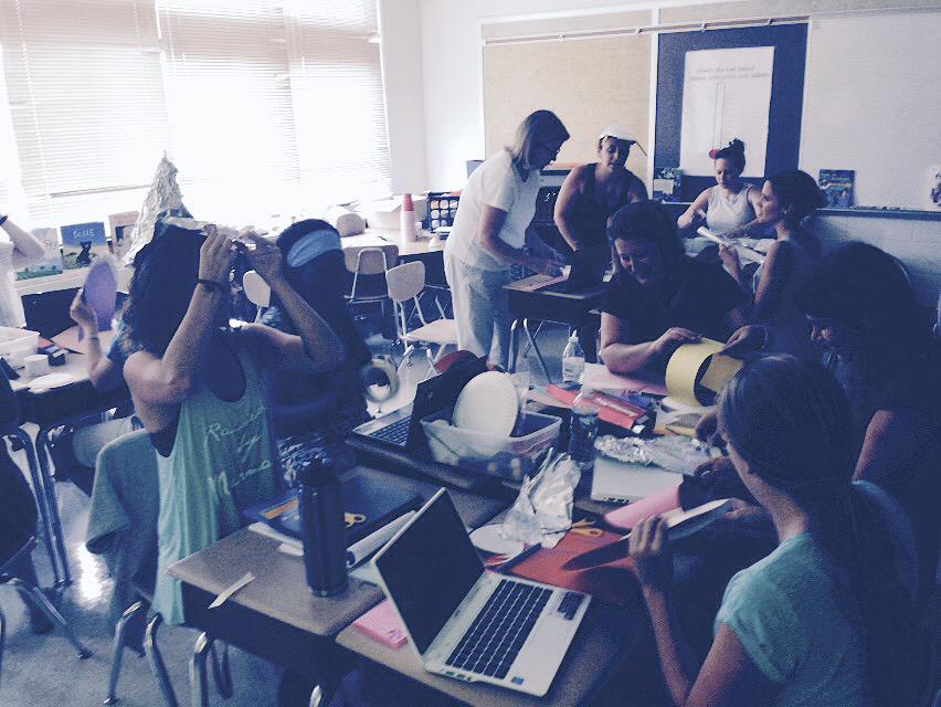 BLBTeach's tweet photo. K teachers designing hats for all types of weather.  Part of our Science Institute Cohort for 2015. @STETeam1 http://t.co/v7NcGSsF1S
