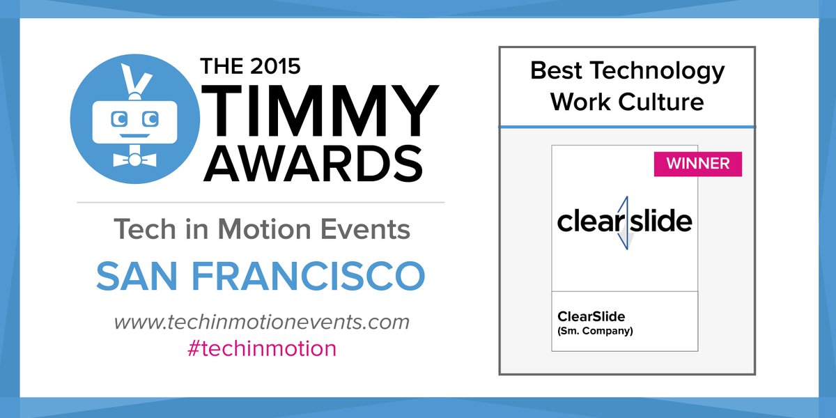 Tech_in_Motion's tweet photo. Congrats @ClearSlide on winning #BestWorkCulture #SF #TimmyAwards! Did you know they have a prize wheel? #BestinSF http://t.co/qeh2z7TQgr