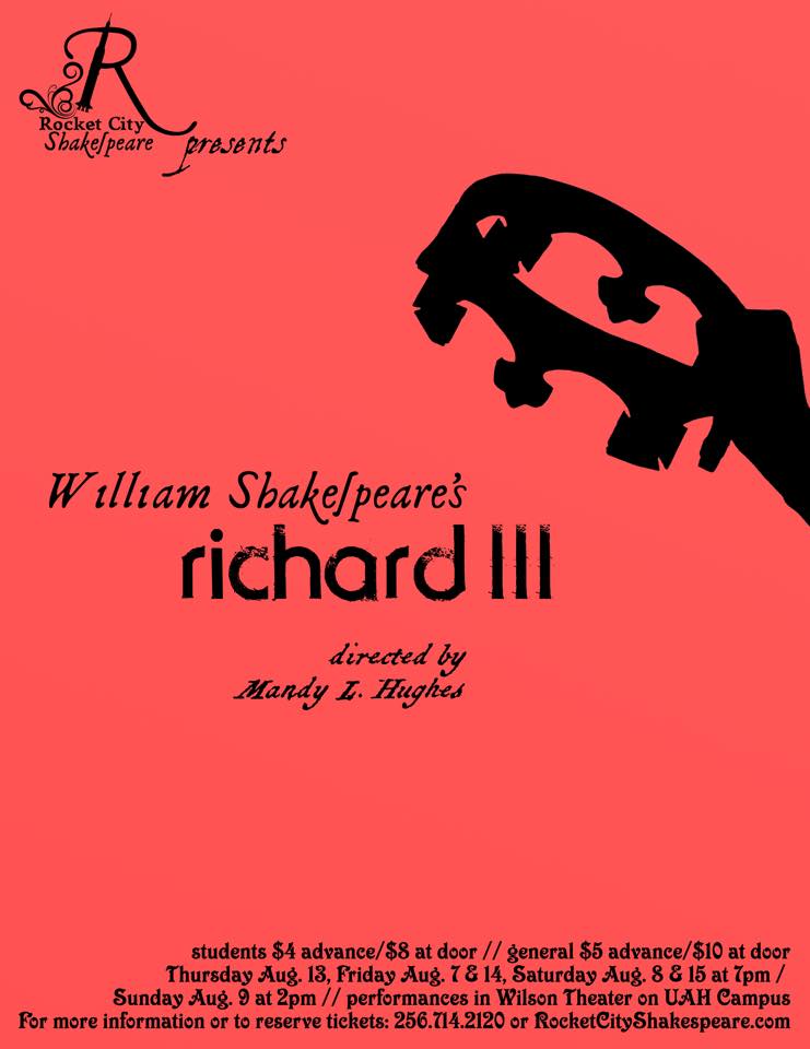 UAHuntsville's tweet photo. Get your tickets now for @RktCityShakes Richard III Playing August 7-15 @ Wilson Theater. http://t.co/bB8LtsaCe0 http://t.co/kLTiIOnpSW