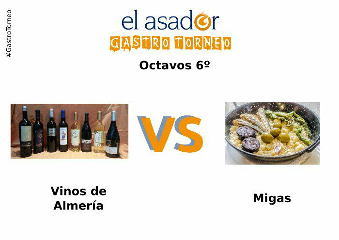 ElAsadorAlmeria's tweet photo. #GastroTorneo octavos de final 6°. Vota por tu ganador con RT (Vinos de Almería) o FAV (Migas) ¡A Jugar! http://t.co/KuYkbbJZ63