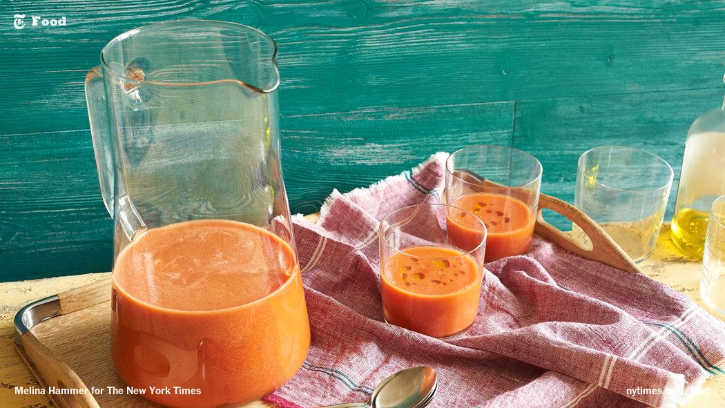 Sip this Seville-style gazpacho when heat and hunger strike at the same time. nyti.ms/1U4jZZj <a href="/nytvideo/">New York Times Video</a>