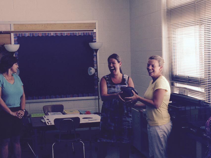 BLBTeach's tweet photo. NGSS Practice 3...Was this a fair test?  One group had to pass a koosh ball.  We didn't even try the bowling ball! http://t.co/EL0xyiLH3p