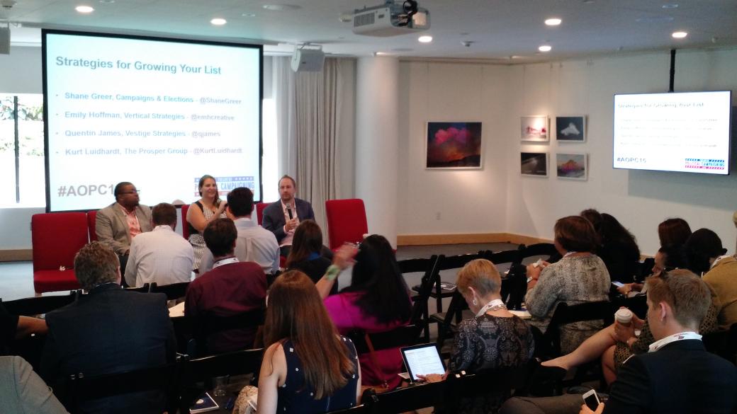xigent's tweet photo. Email list building tips w/ @theprospergroup at #aopc15 My tip: use petitions @StandUnitedOrg @intermarkets http://t.co/Rme7ZFVNzD