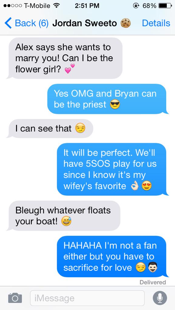 HeyThereImShan's tweet photo. Planning a #Shalex wedding with @JordanSweeto 😂 @AlexD0rame http://t.co/7fWr7XkxHc