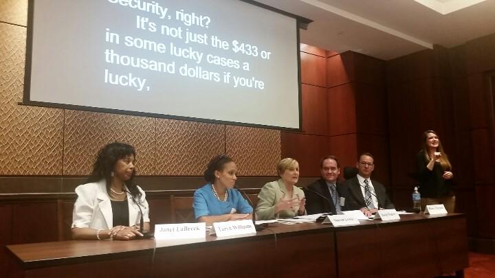 NCDgov's tweet photo. Sharon Lewis, HHS: One clear thing from the first panel - its not just about the check..." #SSDINCD http://t.co/wbKdgIGbQV