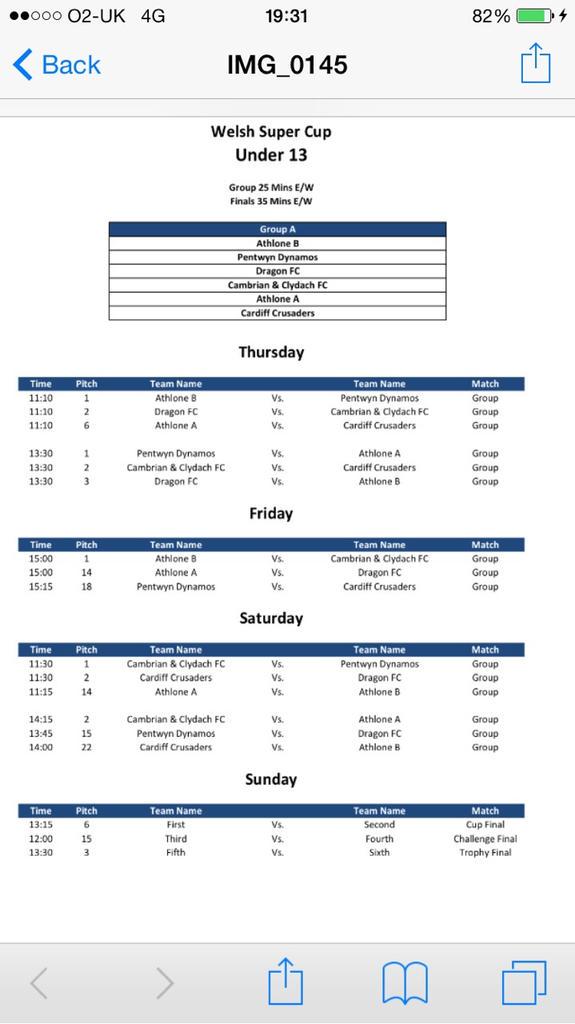 cardiffcrusader's tweet photo. @pentwyndynamos @AcademyCambrian u13s fixtures #southwalessupercup http://t.co/mzRSPd5OCv