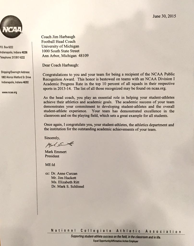 jimharbaugh's tweet photo. Proud of the work Our Team and Coach Hoke's staff did to earn this recognition. http://t.co/xvFW8TUpZn