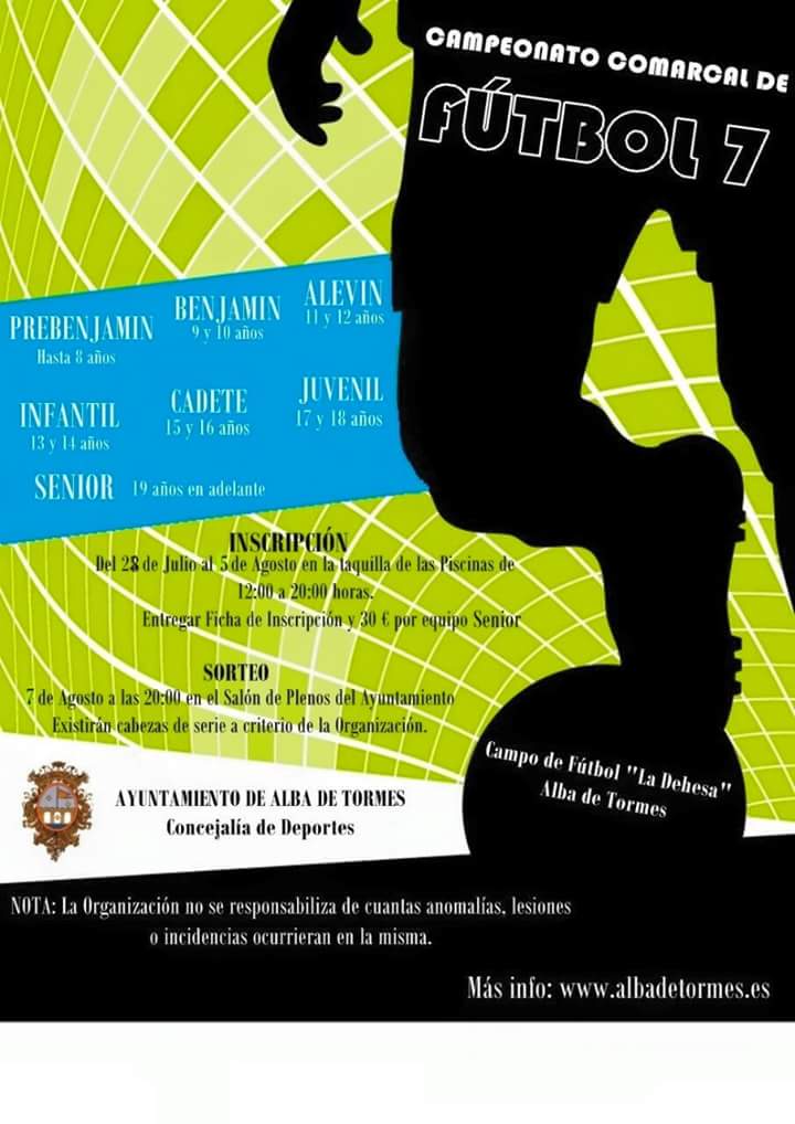 Anímate y participa en el campeonato de fútbol 7. Haz deporte al aire libre.