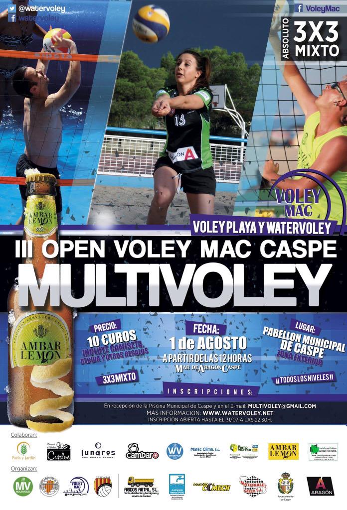 Este sábado nos vemos en #Caspe ¡Voley playa y <a href="/watervoley/">WaterVoley</a> ! No te lo pierdas.. ¡Inscríbete! multivoley@gmail.com