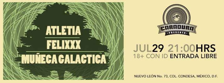 CorralEstudio's tweet photo. Mañana 9:00 P.m. @muniecagalactic @atletia y #Felixxx en vivo desde @caraduramx #Condesa #MiercolesDePlacer #planDF http://t.co/xQAOkrppIn