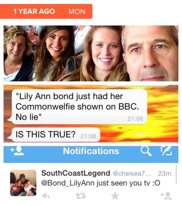 Bond_LilyAnn's tweet photo. One year on since the Bond family featured on BBC... remember this @ryrealtalk π #Commonwelfie #Glasgow2014 http://t.co/4bfMMd1178
