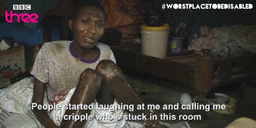 bbcthree's tweet photo. "It's estimated there are half a million disabled people in Ghana confined to their homes" #WorstPlaceToBeDisabled http://t.co/t3nt8AX7HR