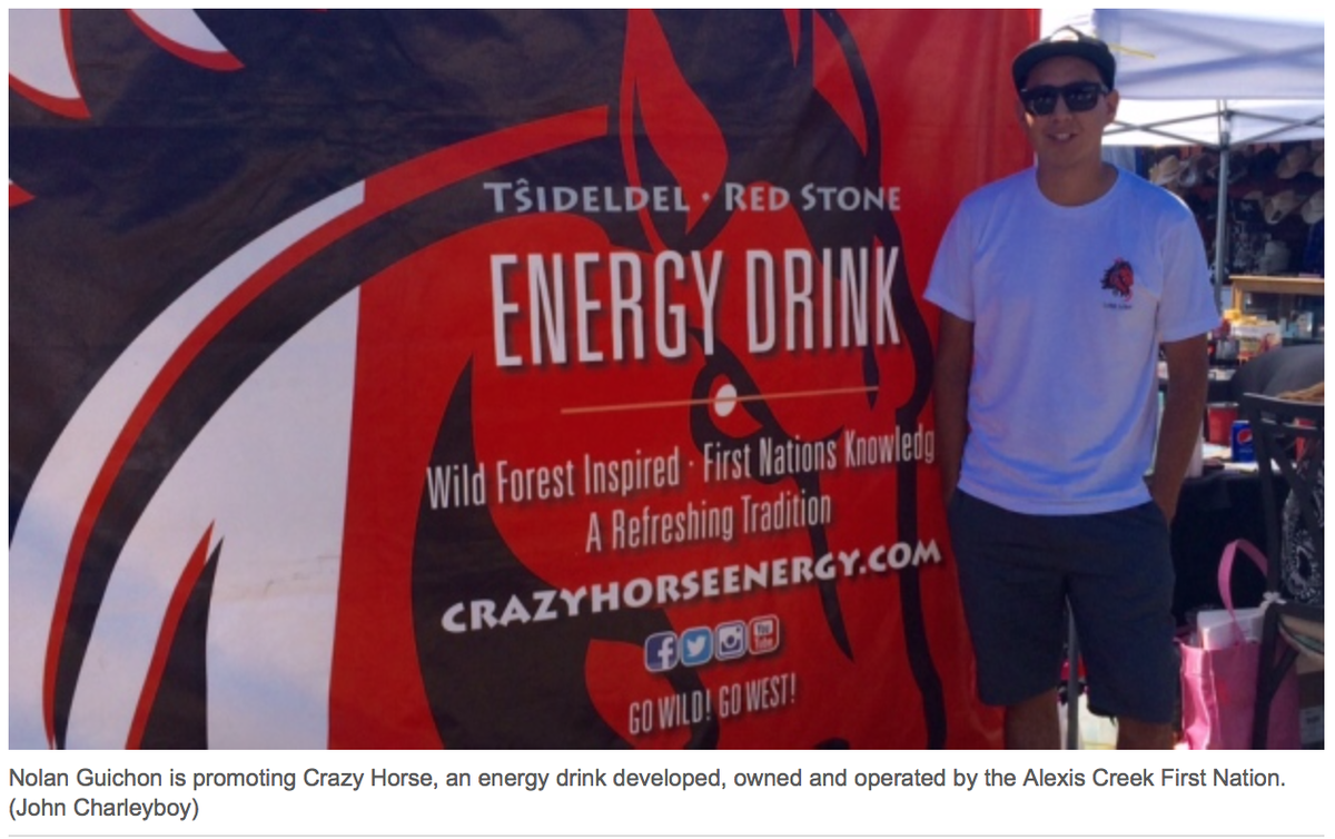 LulusUmi09's tweet photo. Alexis Creek First Nation creates energy drink w/local ingredients http://t.co/bgFaF15ALq #CrazyHorseEnergy #FNecdev http://t.co/8A9Qb33ggo