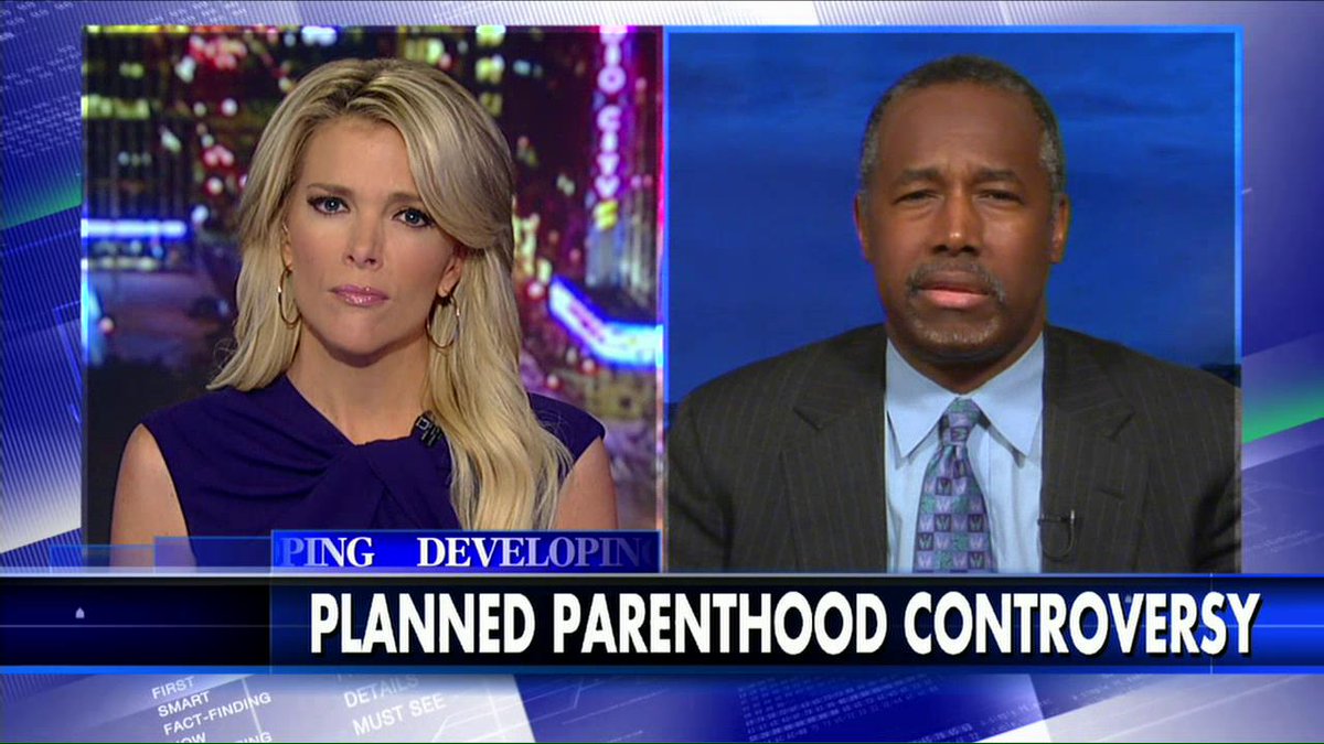 FoxNews's tweet photo. .@realBenCarson on #PlannedParenthood video: “If it's not a human being, then why are you harvesting organs from it?" http://t.co/C7Gchj2Ofv