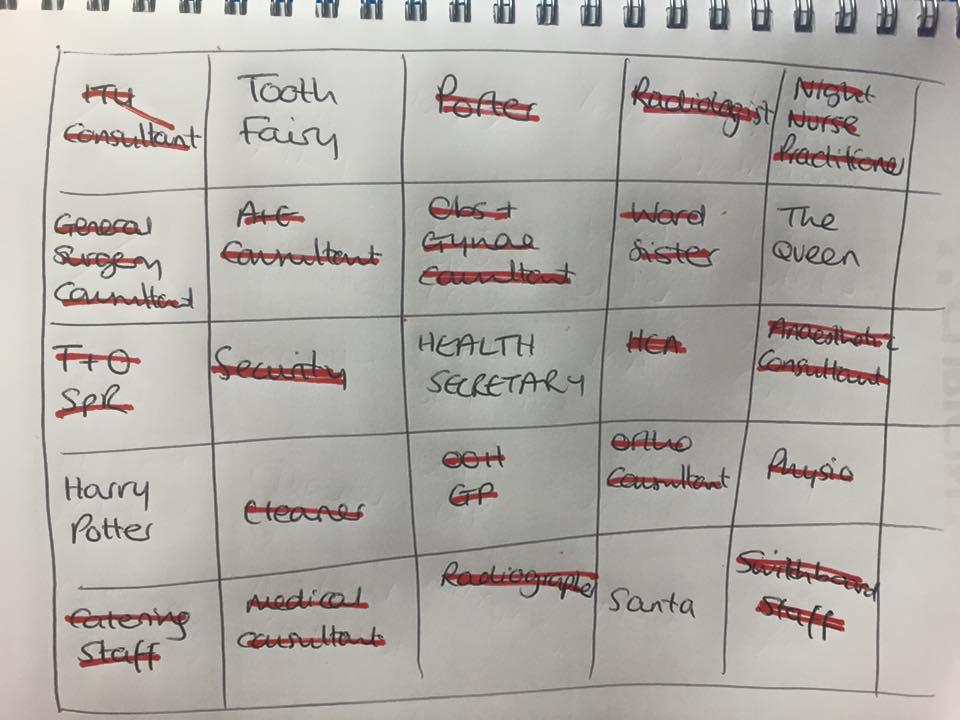 butNHS's tweet photo. Who can you spot in the hospital at the weekend bingo. #weneedtotalkaboutjeremy I know it has already done the rounds http://t.co/btfvClk5cV