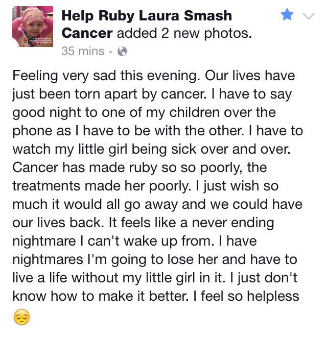 rubylaurayoung's tweet photo. 😔 ...... #findacure xx http://t.co/WF9OwHFv3C