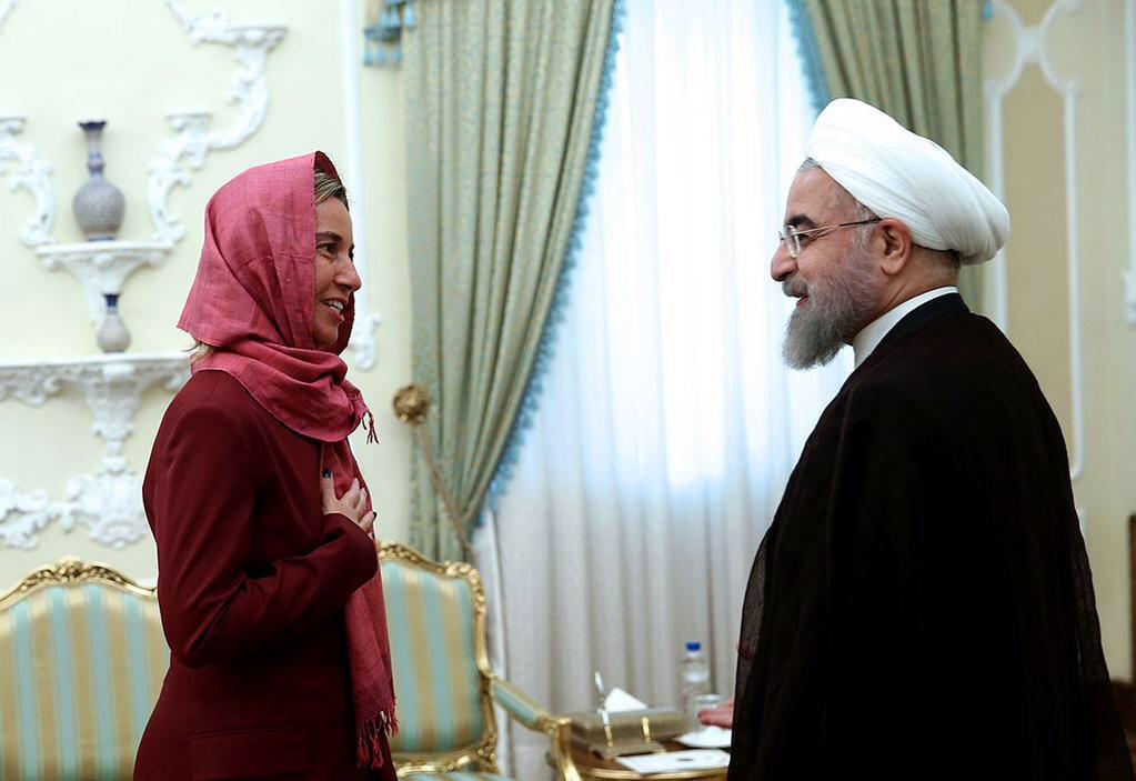 FedericaMog's tweet photo. Good talks today with @HassanRouhani and @JZarif: implementing #IranDeal will open new chapter http://t.co/eSJ0pjiNCk http://t.co/IJTGjwgSMs