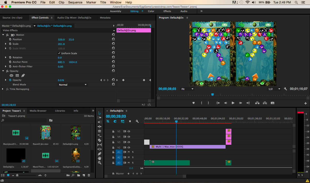 NobleAnarchist's tweet photo. Having to re-learn Adobe Premiere so that I can make a launch trailer for #JurassicDrop... yikes! #indiedev #gamedev http://t.co/flgEmIb1Kd
