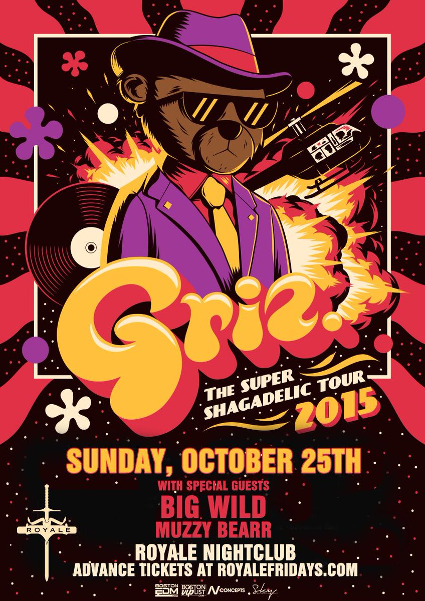 MASSEDMC's tweet photo. JUST ADDED: @mynameisGRiZ w/ @bigwildmusic &amp; @MuzzyBearr  on 10/25. TIX: http://t.co/HvuUYVrBa8 | @NVConcepts http://t.co/bE45cRk2Y6
