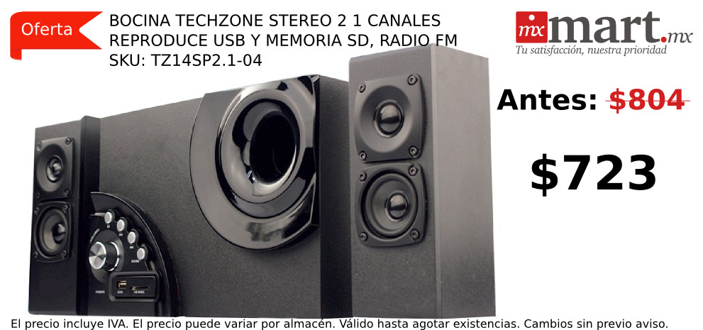 mxmartmx's tweet photo. #findemes #mejores #ofertas en #MxmartMx, #Bocina #TechZone MEM. USB Y SD SKU TZ14SP2.1-04, http://t.co/AMJw0YGNvl http://t.co/DdIsEAz5cL