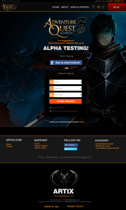 Here is my recommendation for the design of the AQ3D.com sign up page. Thoughts?