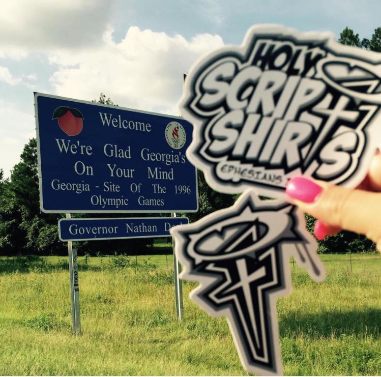 HolyScriptShirt's tweet photo. #ThisHappened a little while ago #HolyScriptShirts #OnTour #RoadTrip #TourLife #GA #Georgia #Florida #Border #Bumper http://t.co/nMTpsq3lTf
