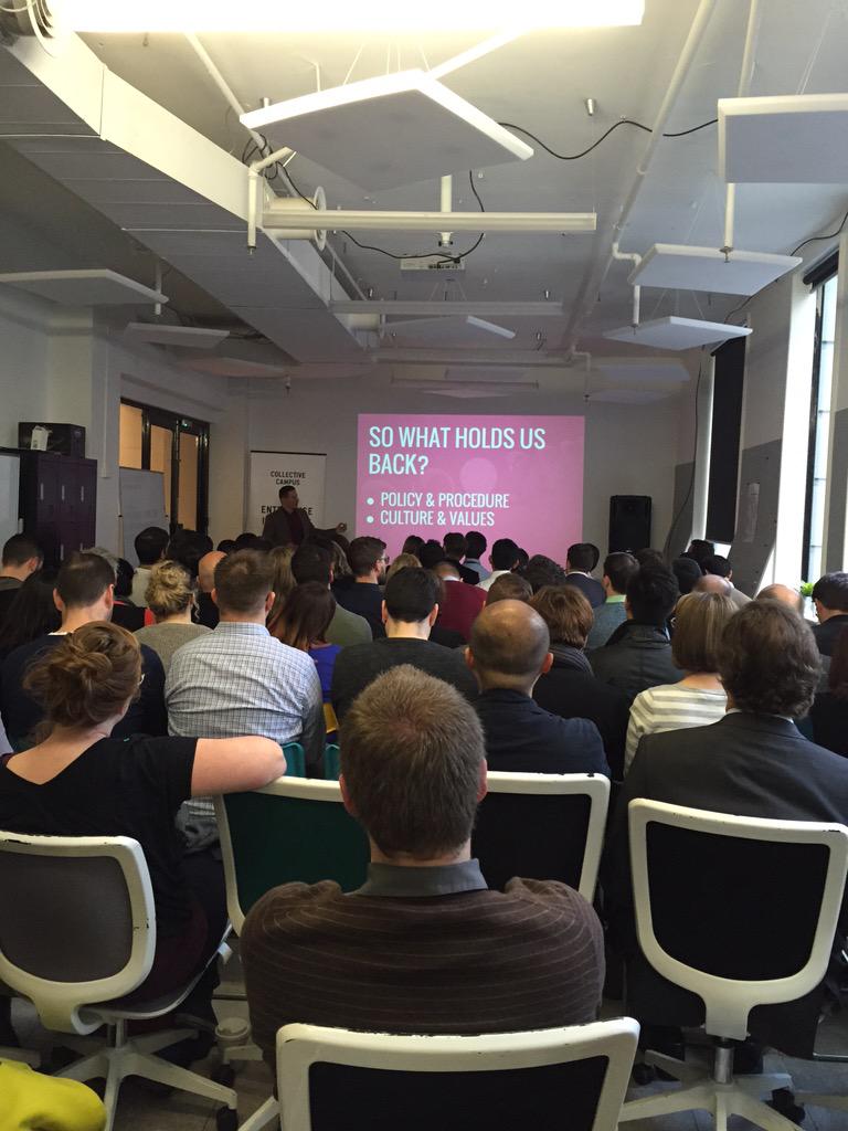 spongeoneth_HT's tweet photo. It's a packed house @CollCampus #DisruptPublicSector this morning http://t.co/slY1Y2xyHq