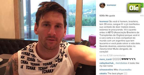 DiarioOle's tweet photo. #Messi les pidió ayuda a los brasileños y solicitó un donante para un argentino internado allí▶http://t.co/8kYW0Cu7SC http://t.co/GTZQEXpyWq