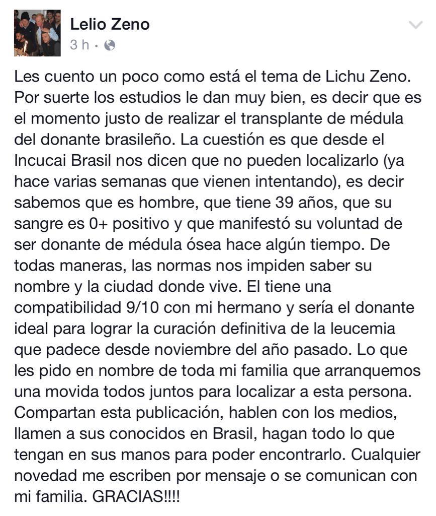 LelioZeno's tweet photo. Por favor difundir! Mi hermano @lichuzeno necesita localizar al donante de médula compatible. Brasileño de 39 años RT http://t.co/6DmI2tJ620