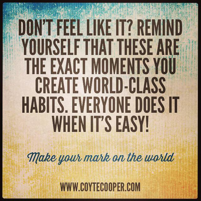 The real key to #success is learning to follow through on your intentions when you don't feel like it. #discipline
