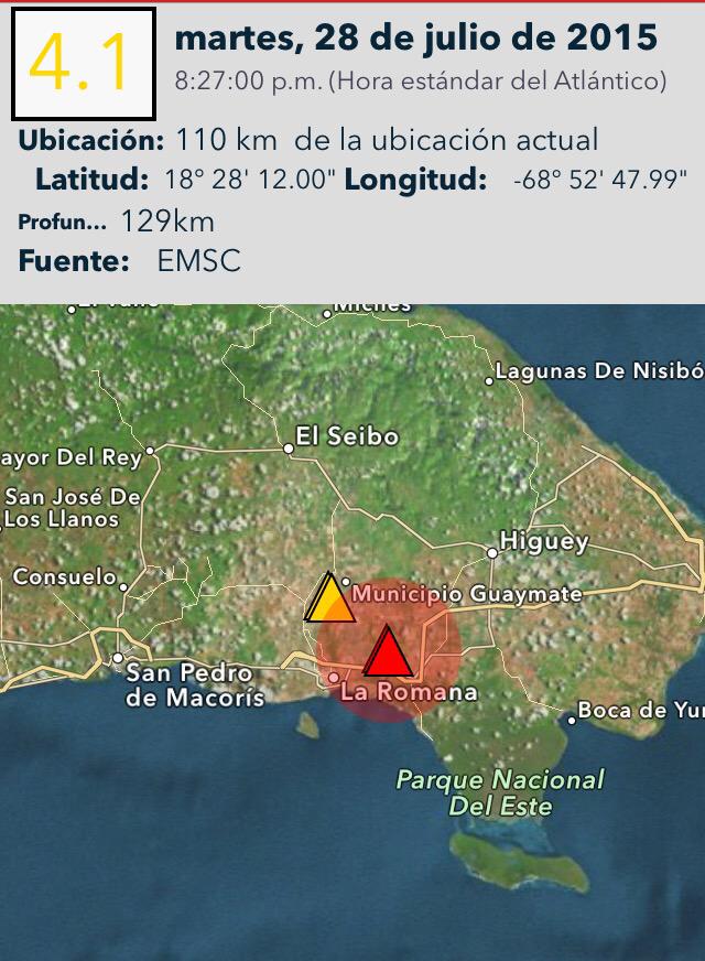capiurtecho's tweet photo. Temblor de 4.1 a las 8:27pm al NE de La Romana. @matutino91 @La913FM http://t.co/3J10ZzPTMt