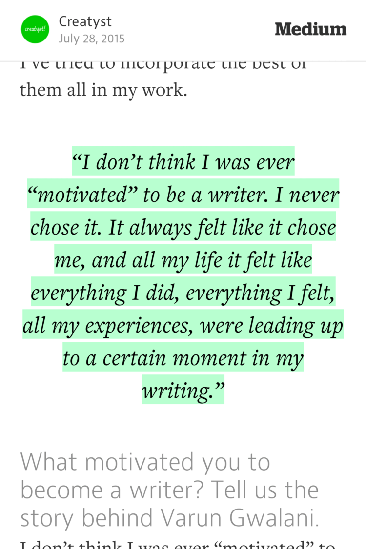 Creatyst's tweet photo. Varun Gwalani shared some wise insights about writing professionally with #Creatyst http://t.co/dokXkFKXpG