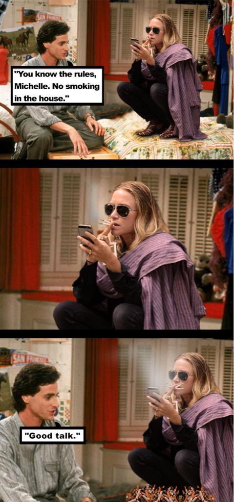 funnyordie's tweet photo. Mary Kate &amp; Ashley Olsen might be joining the cast of 'Fuller House!' Here's an educated guess on their first scene. http://t.co/pH1bACnWPU