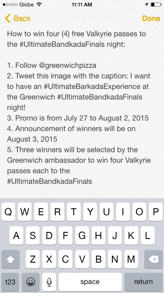 eunicemaritrish's tweet photo. I want to have an #UltimateBarkadaExperience at the Greenwich #UltimateBandkadaFinals night! @greenwichpizza pleeease http://t.co/E65lFiORBf